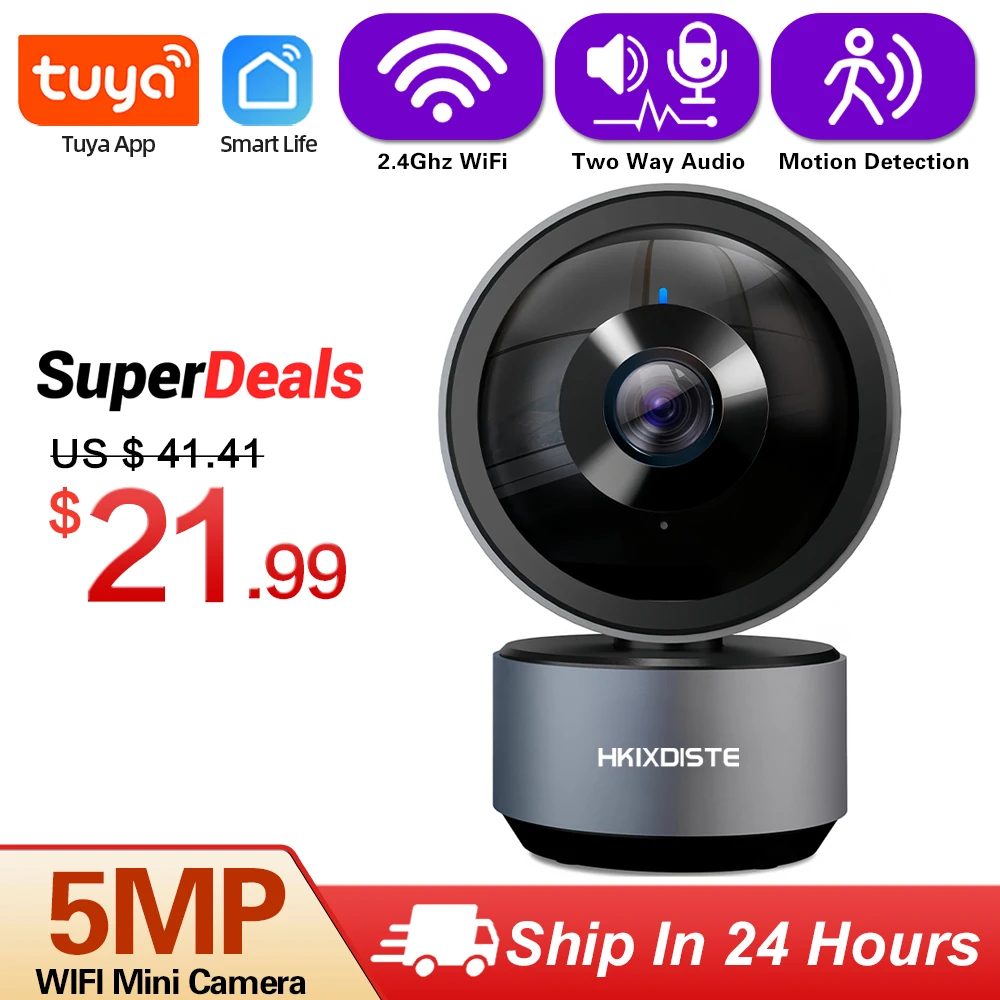 

5MP Mini PTZ WIFI Camera AI Human Tracking Indoor 5.0MP Color Night Vision Secuity CCTV Surveillance IP Camera Tuya Smart Life