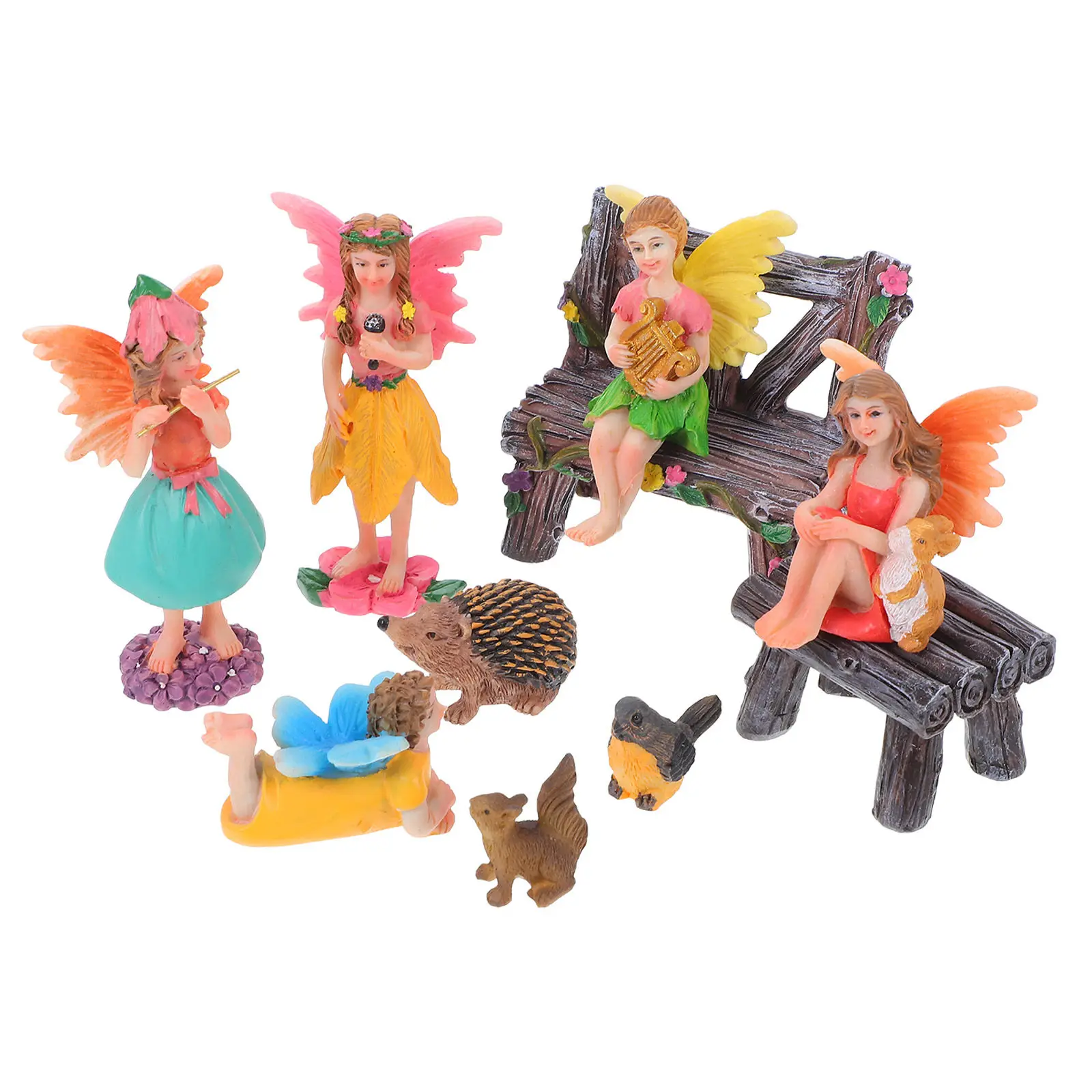 

1Set Resin Fairy Garden Decorations Whimsical Enchanting Miniature Figurines for Desktop Shelf Outdoor Landscape Micro Scene