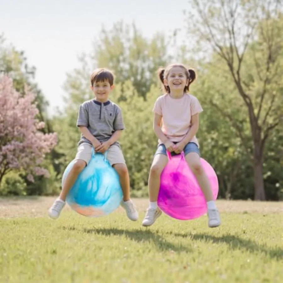 Opblaasbare Hippity Hop Springballen voor 3-8 jaar 18 inch Bouncy Hopper Ball met handvat Sit On Hopping Toy Blauw Roze 2 stuks wi