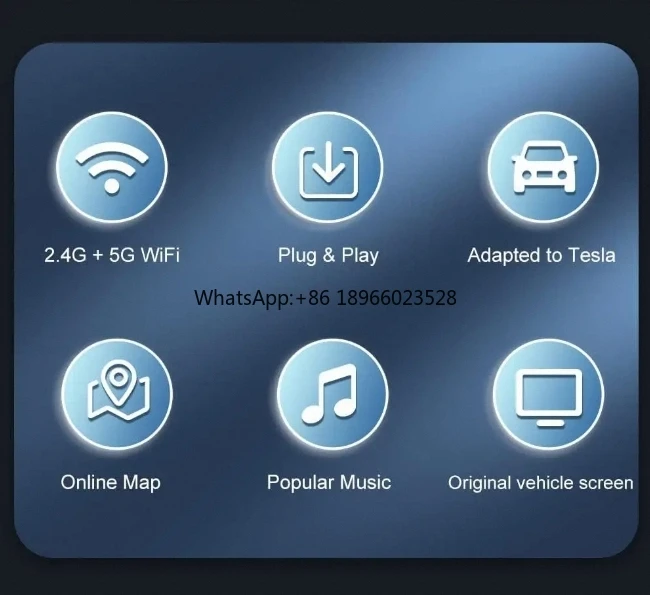 The well-reviewed wireless CarPlay car automatically connects to Siri voice assistant Spotify Waze 5G BT suitable for Tesla