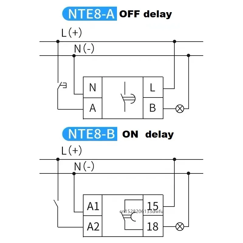 CHINT NTE8 Series Time Delay Relay Control Off Power On Delay NTE8-A NTE8-B 10S 120S 480S AC220V DC24V Din Rail Digital Timer