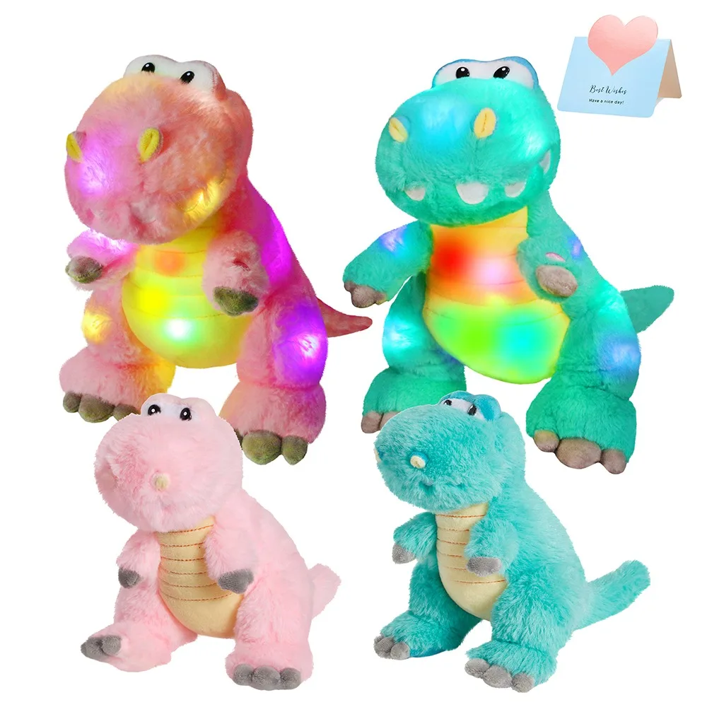 33/20cm Dinosaur Plush Toys with LED Luminous Stuffed Tyrannosaurus rex Doll Toy Pink Animal Throw Pillow for Children Girls