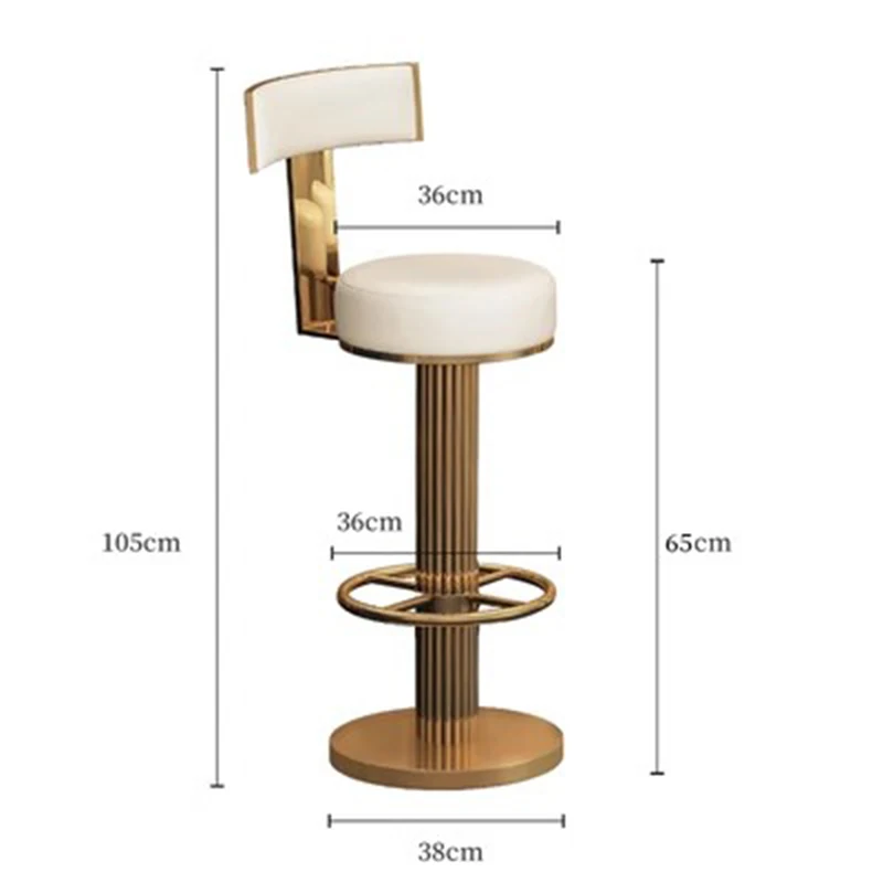 Luxury Minimalist Bar Stool European Modern Counter High Back Bar Stool Swivel Metal Sgabello Cucina Alto Restaurant Furniture