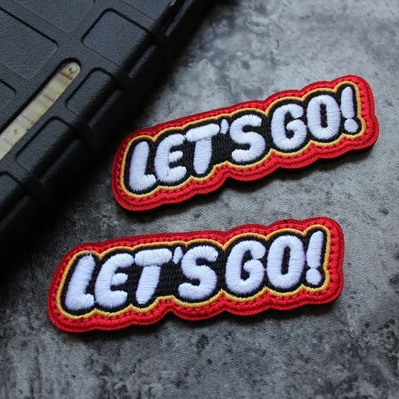

Outdoor Bag Accessories LET'S GO Full of Embroidered Badge Chinese Characters and English Creative DIY Backpack Sewing Patches