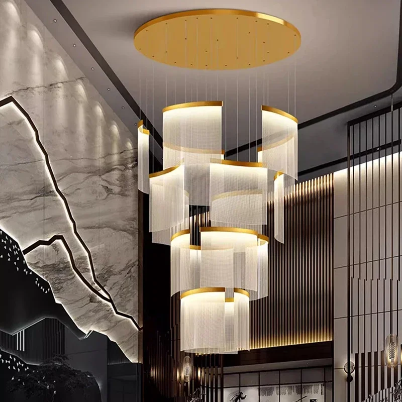 

Modern Home Decor Led Pendant Lamps for Staircase Living Room Loft Villa Hall Chandelier Interior Lighting Hanging Luminaires