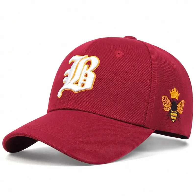Unisex Gothic Letter Side Bee Embroidery Baseball Caps Spring and Autumn Outdoor Adjustable Casual Hats Sunscreen Hat Sports Cap