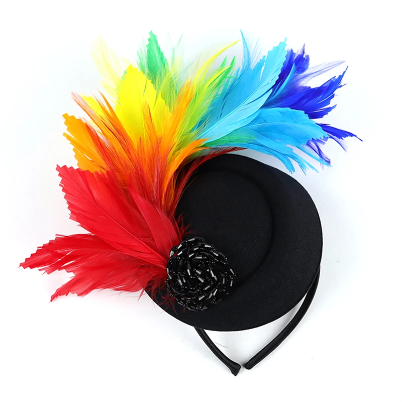 Cappello Fascinator per feste da tè per le donne Kentucky Derby Hat Fascinator Hair Clip Pillbox Hat Feather Fascinator Headband