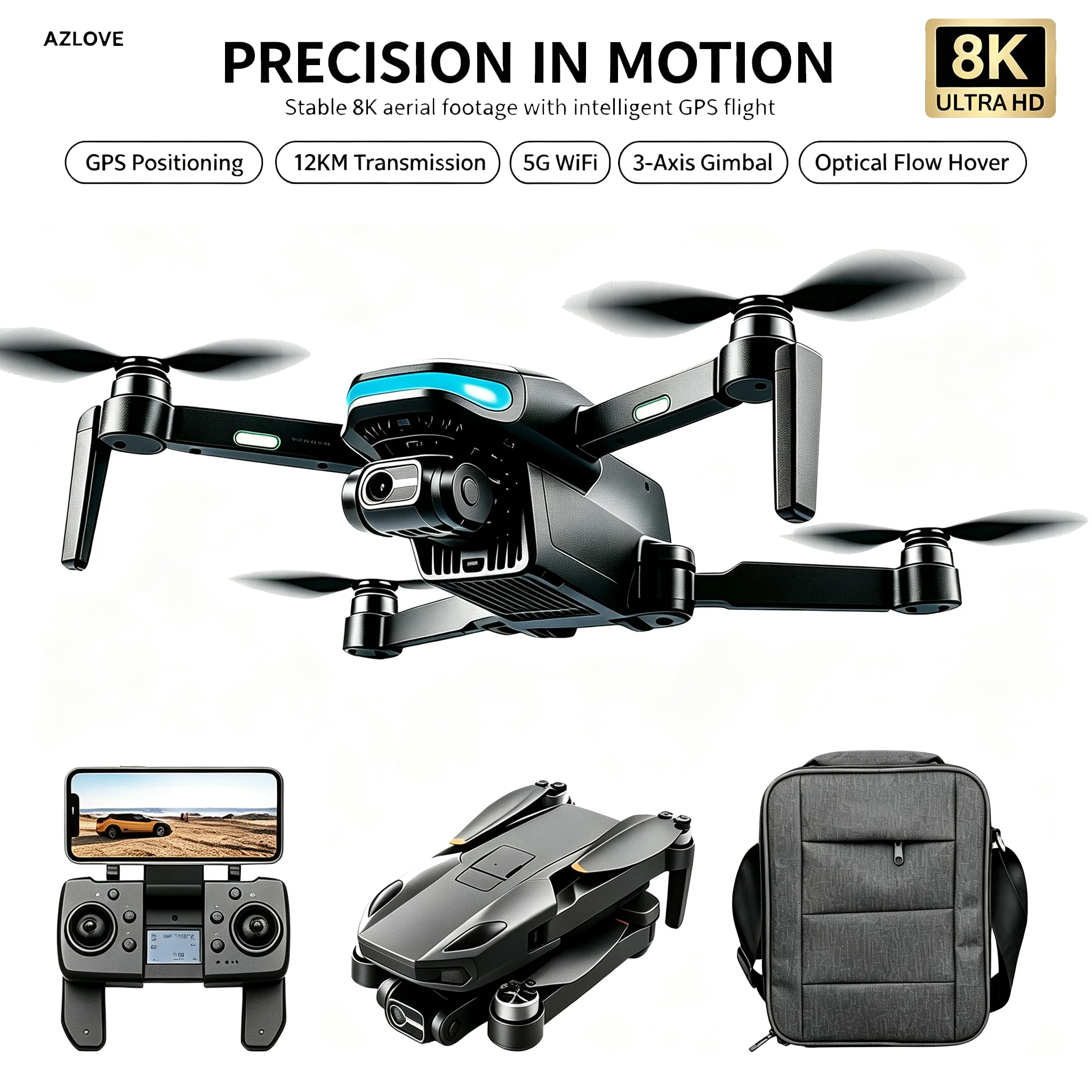 S135 8K ESC Dual-Camera Drone with GPS Multi-Function Return-to-Home, Efficient Brushless Power & 3-Axis Self-Stabilizing Gimbal