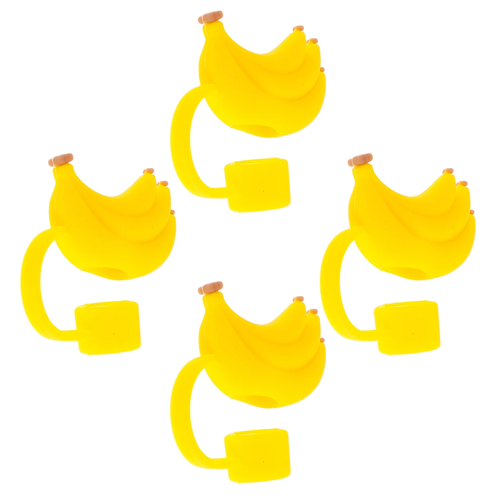 

4Pcs Reusable Banana Silicone Straw Covers Caps for Outdoor Water Bottle Tumbler Accessories Fruit Straw Covers Cap
