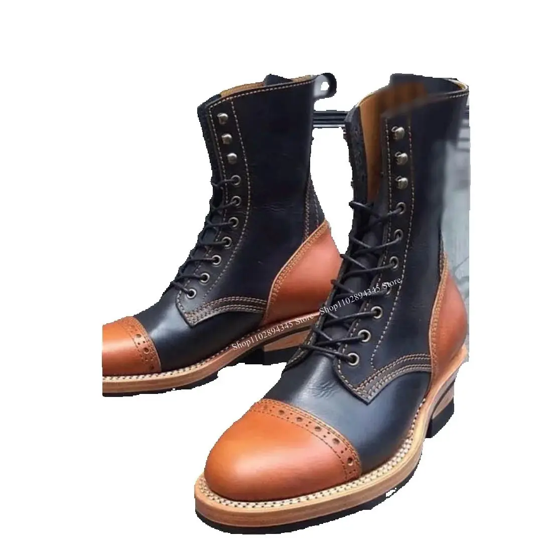 البني منتصف العجل الدانتيل يصل حذاء رجالي فستان رجالي أحذية الأحذية الضحلة عالية الجودة أحذية الحفلات موضة كبيرة الحجم 47 Zapatillas Mujer