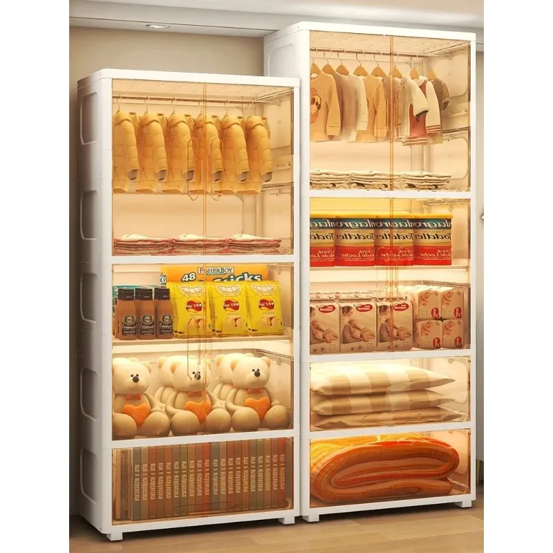 

Многослойный складной шкаф для хранения, двойная дверь, шкаф, прозрачный органайзер большой емкости, контейнеры, структурная полка