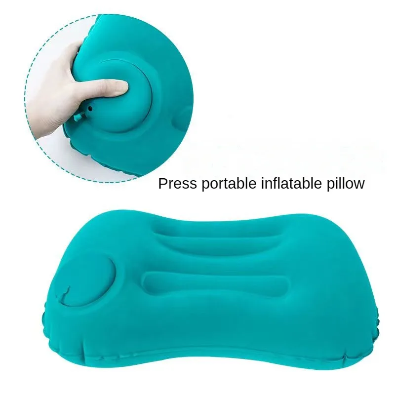 Outdoor Camping Inflatable Pillow Portable Press Inflatable Headrest Foldable Sleeping Pillow Travel Lumbar Cushion Back Pillow