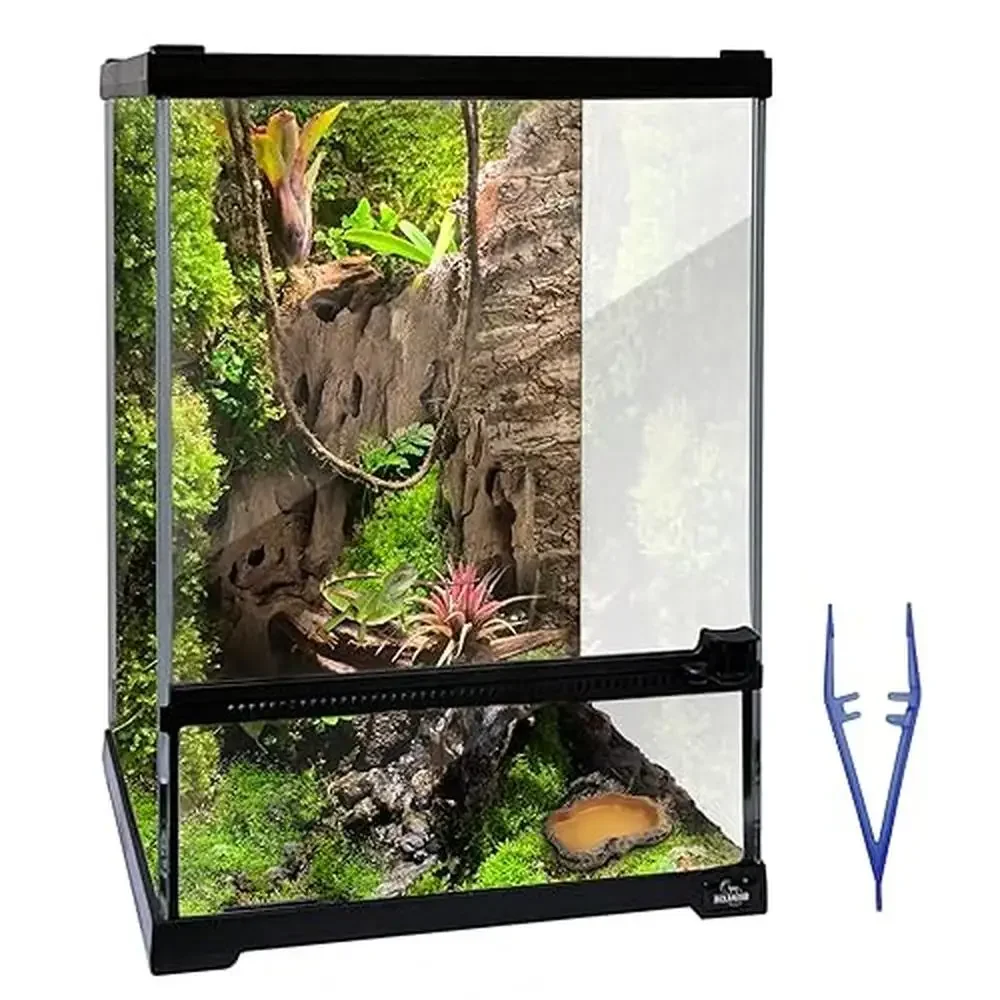 

Glass Terrarium Tank 10x10x14in Front Opening Door Enclosure Habitat Cage Amphibians Gecko