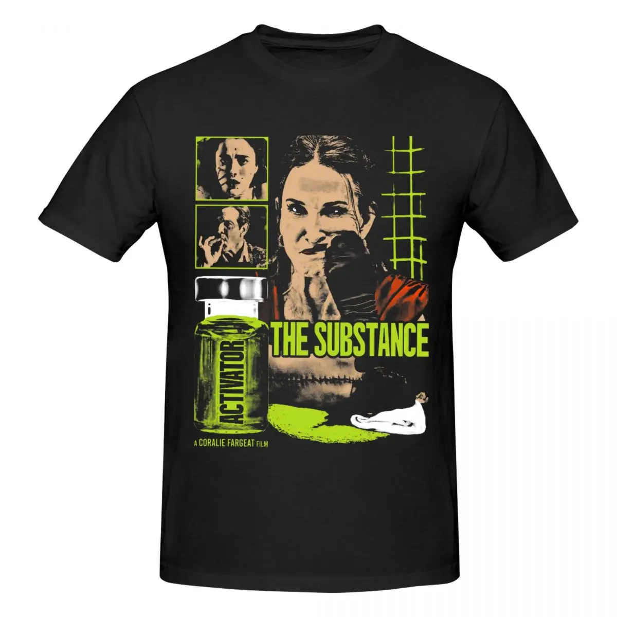 Men The Substance Movie Horror Vintage T Shirt Streetwear Plus Size Cotton Sleeve Custom T Shirt Men