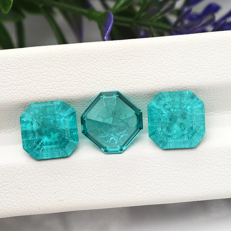 Top Crushed Ice Cotton Special Style Asscher cut Paraiba Color  Yttrium Aluminium Garnet YAG Loose Gemstones for Making Jewelry