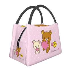 Kawaii Cartoon Bear Rilakkuma Thermal Insulated Lunch Bag Women Portable Lunch Container for Work Travel Meal Food Box