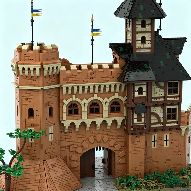 New 16164Pcs Moc European Medieval Street View City Gates Castle Model Diy Creative Ideas Toy Birthday Christmas Gift Blocks