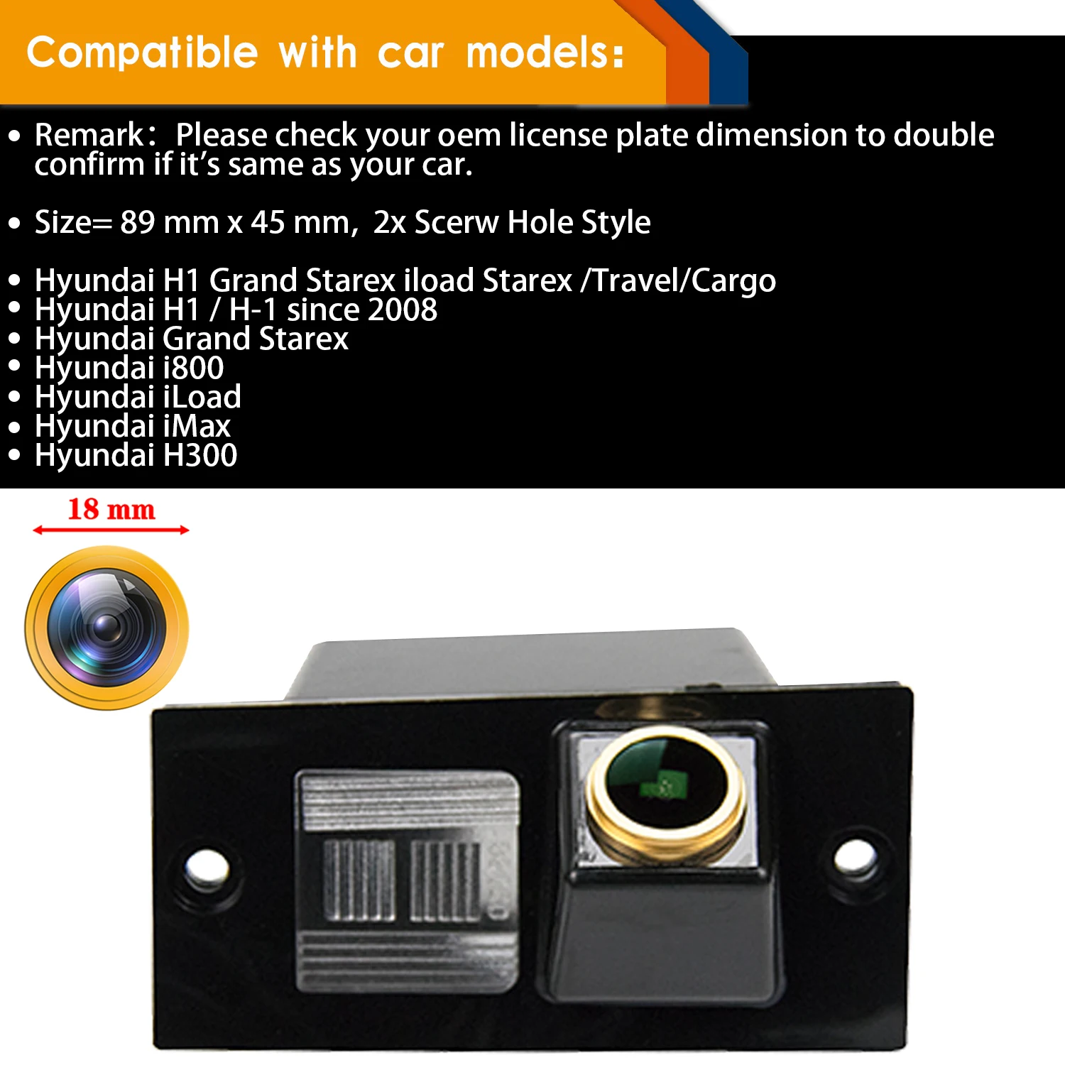 For Hyundai H1 H-1 Cargo i800 iMax iLoad H300 H100 Grand Starex Royale,Misayaee HD 1280x720p Rearview License Plate Light Camera