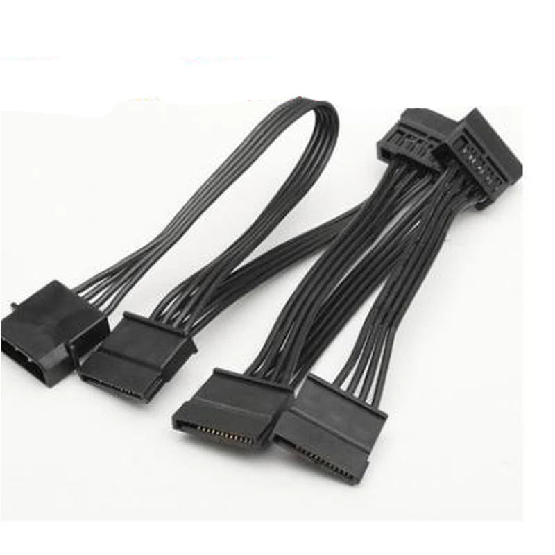 Btbcoin molex 4pin ide 1 a 5 sata 15pin disco rígido fonte de alimentação cabo divisor para diy pc cortar 4 pinos para 15 pinos de alimentação 60cm