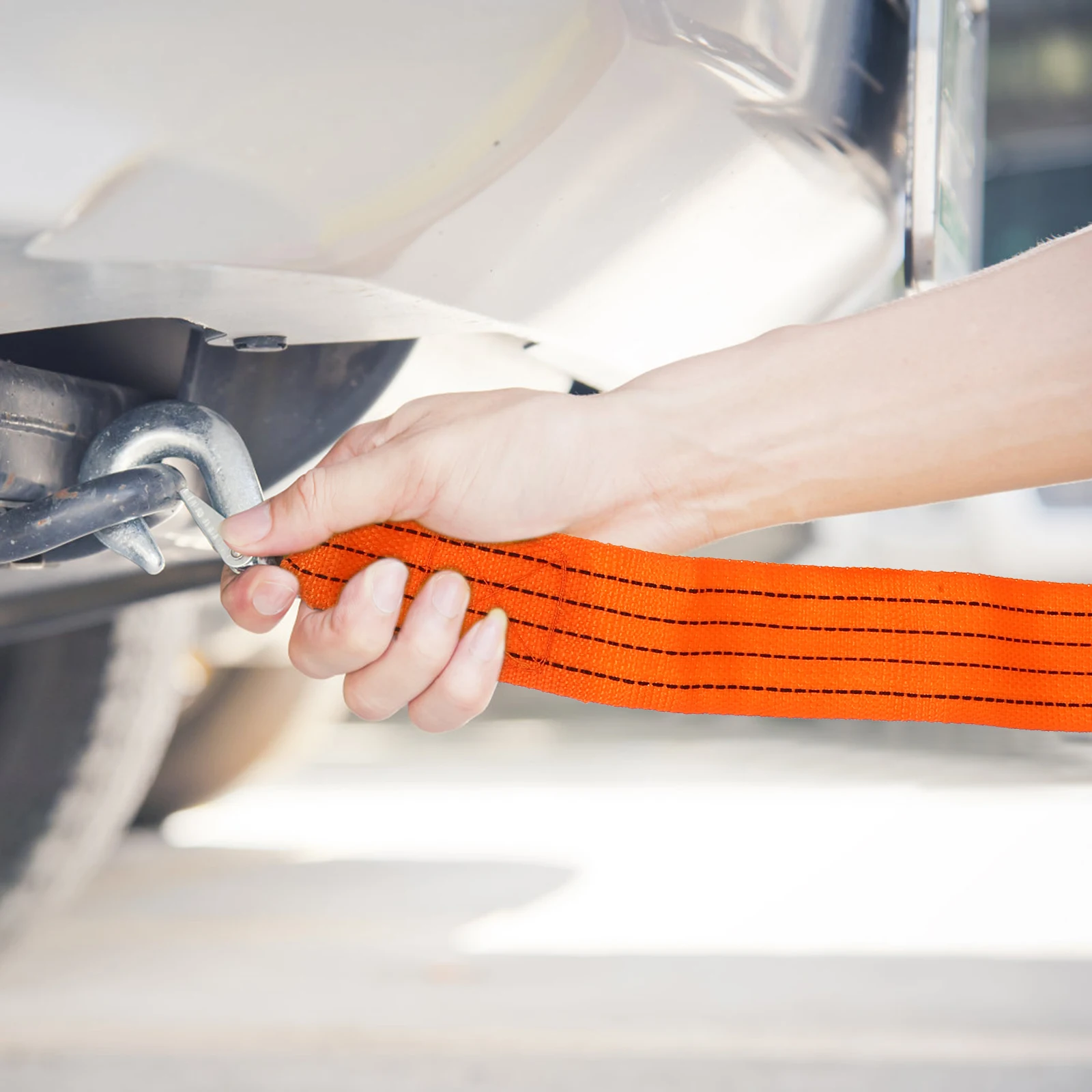 

Heavy Duty Dolly Car Tow Rope 3-Meter 3-Ton Load-Bearing Truck Towing Strap Fluorescent Color Portable Winch Strap For