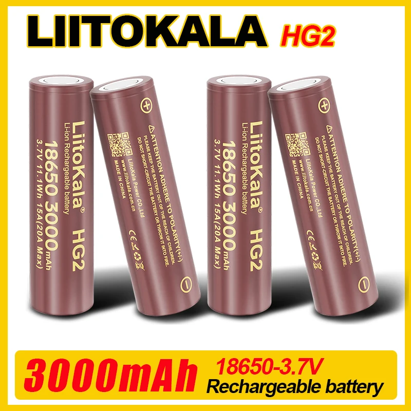 

1-16pcs LiitoKala 18650 Battery HG2 3000mAh battery 18650 3.7V dedicated For HG2 Power Rechargeable battery for battery pack