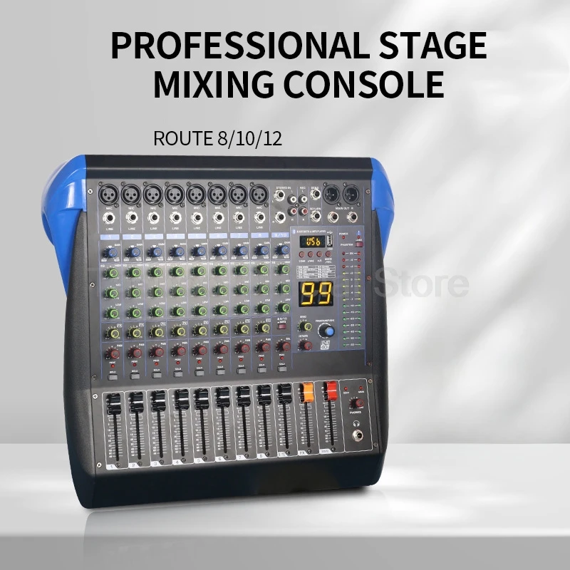 8/10/12 Channels Sound Audio Mixer USB Integrated Professional Sound Equalizer Mixing Console Dj Eequipment with Power Amplifier