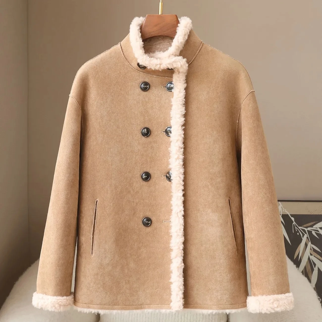 2026 Autumn/Winter New Stand Collar Two Sided Sheepskin Coat Women's Warm Wool Particle Fur Coat Female Thick Short Overcoat Top