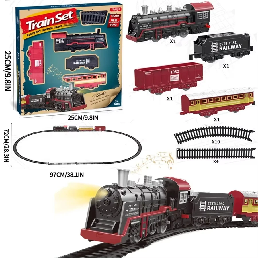 Elektrische Zug Track Set mit Lichter Sound Retro Simulation Schiene Auto Modell Zug High Speed Schiene Spielzeug Kinder Eisenbahn Spielzeug Geschenk