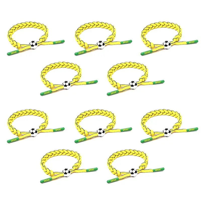 

AEF5-10PCS Adjustable Football Woven Wrap Bracelet Sports Fans Bracelet Event Souvenirs For Men Women's Wrap Bracelets