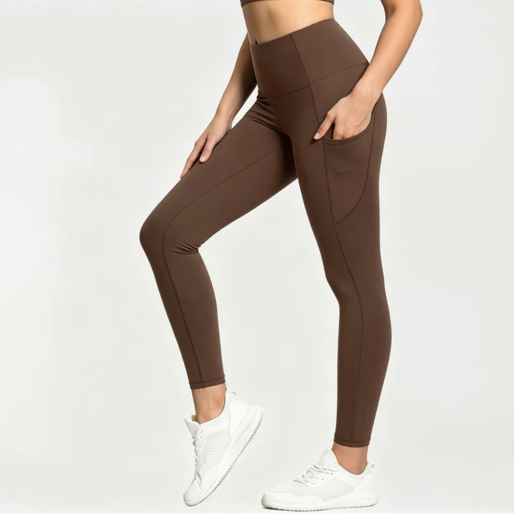 Womens High Waist Yoga Tights Side Pockets Workout Leggings Athletic Breathable Stretchy Pants For Fitness Running Exercise