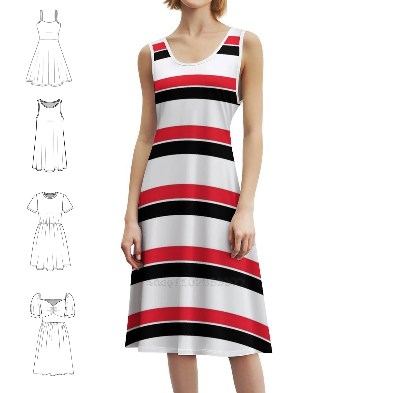 فستان بوهيمي بدون أكمام باللون الأحمر والأسود للنساء مطبوع عليه فساتين حفلات الشاطئ للرجال U Utd Treble Retro Football Soccer Party