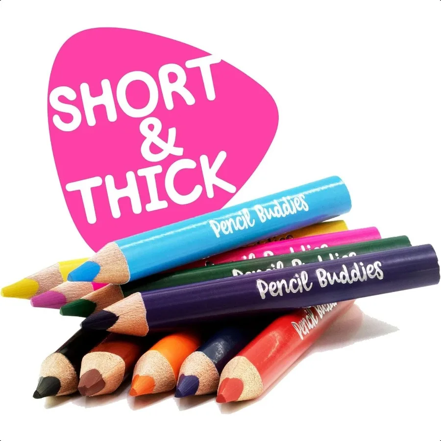 Набор цветных карандашей для 2 комплектов, короткие толстые треугольные карандаши для детей 27 лет, Jumbo карандаши для дошкольников, детского сада, начинающих малышей