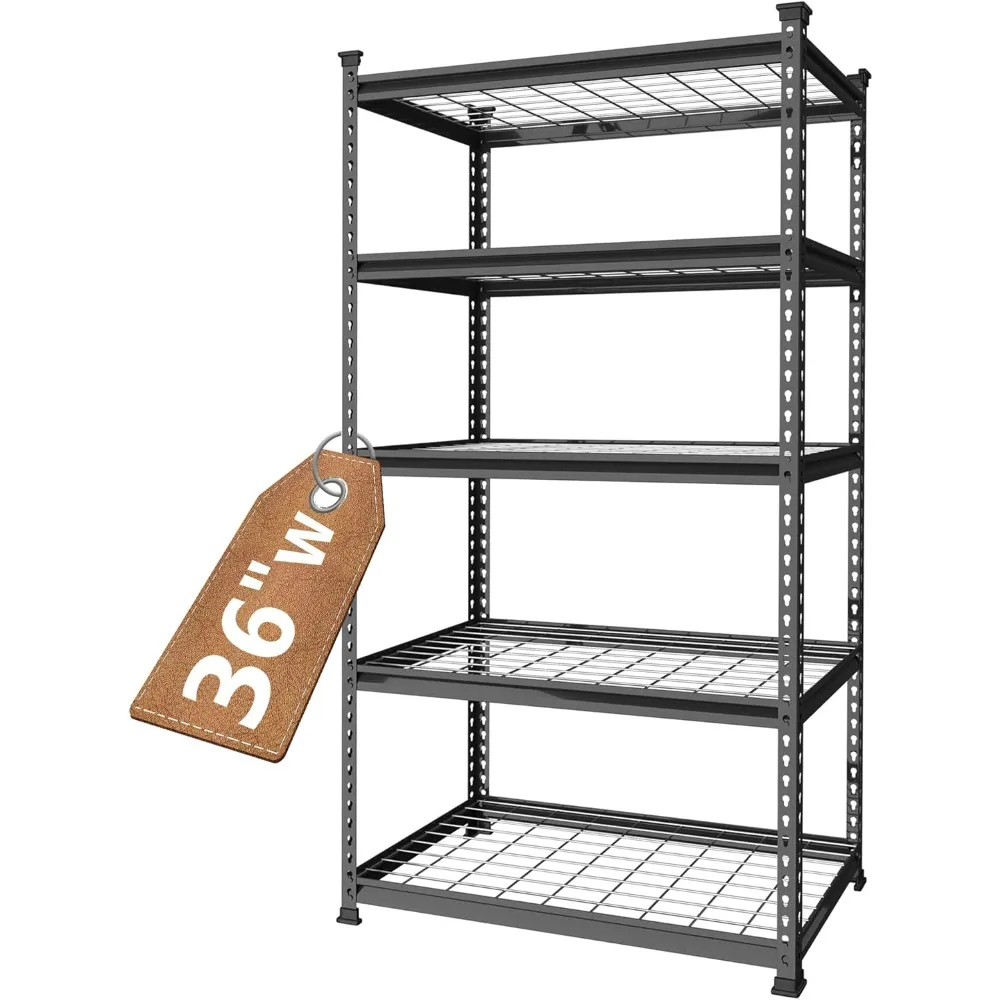 

5-Tier Metal Garage Shelving Unit, 36”W x 18”D x 72”H Storage Shelves, Adjustable Storage Rack Heavy Duty Shelf, 4000 lbs Load