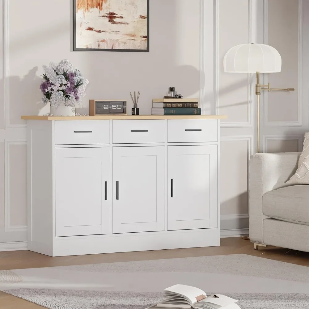 Kitchen Storage Buffet Cabinet - Wooden Console Table with Coffee Bar and Accent Storage Solutions for Living Spaces