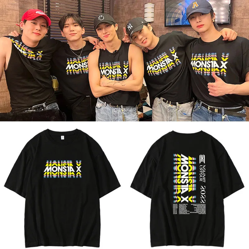 Camiseta Monstax World Tour No Limit Us Tour Concert Support, manga curta, gola redonda, algodão, casual, para mulheres jovens