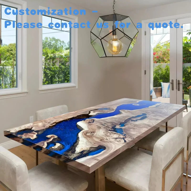 

на заказ.Роскошный современный индивидуальный столик для реки из эпоксидной смолы специального дизайна