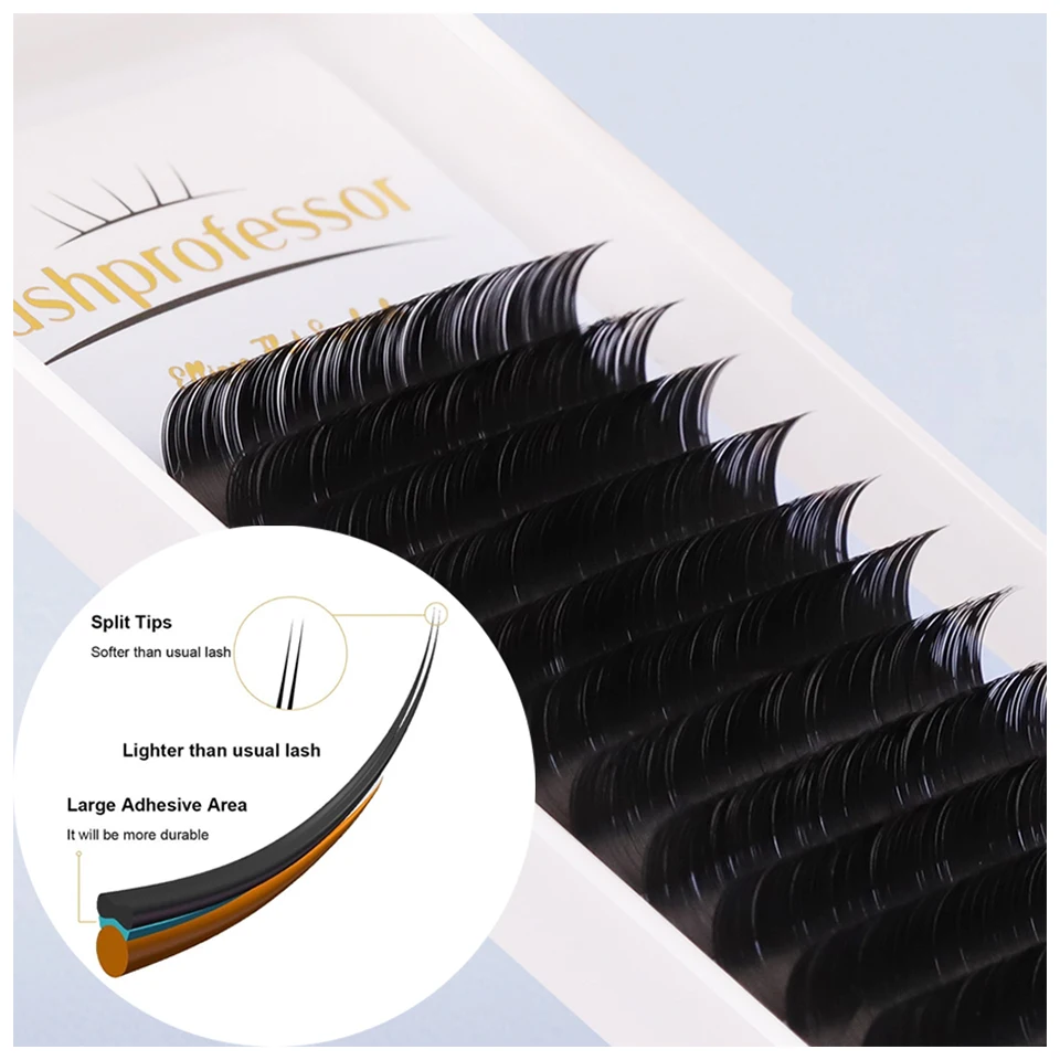 

Lashprofessor Ellipse Eyelash Extension Double Split Tips Natural Dark Matte Flat Shaped Individual False Lash Makeup Supplies