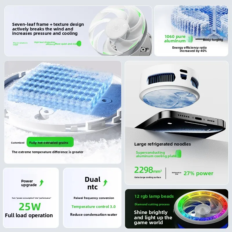 Magnetic mobile phone radiator Game LIVE Semiconductor refrigeration Cooling back clip Low noise