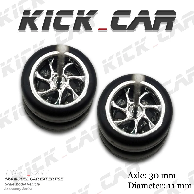 KICARMOD 1/64 ABS Wheels with Rubber Tire Various Styles Modified Parts 11mm Diameter For Model Car Racing Vehicle Toy Hotwheels