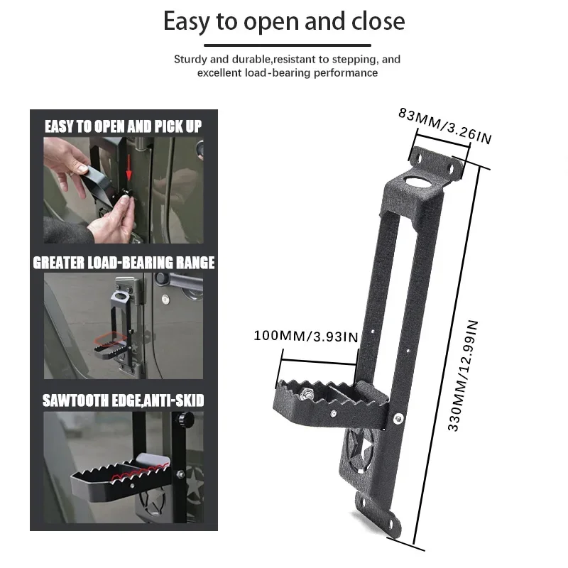 Door Hinged Step Pedals Car Accessories Hinge Front Foot Peg Rest Pedal Side Steps Car Door Pedals for Jeep Gladiator JK JL