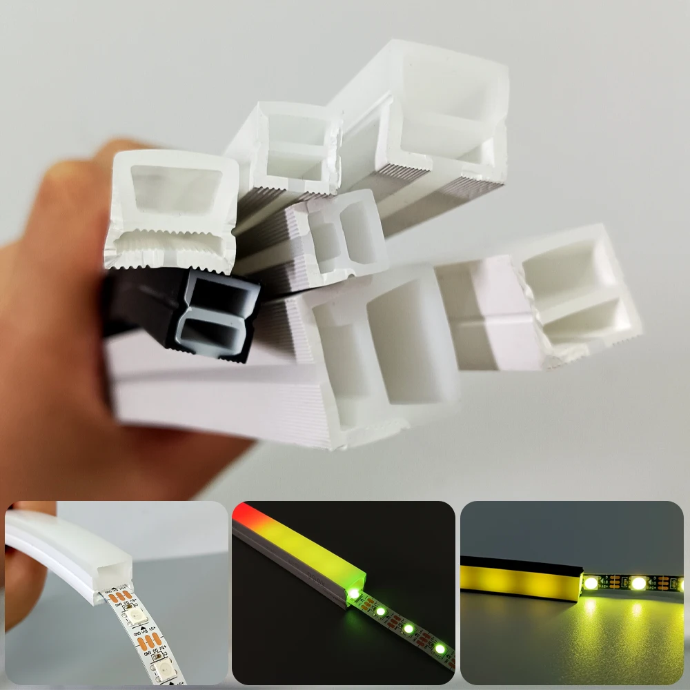 0.5m-5m LED Silicone Neon Tube Flexible Covering Tube White Black For 5mm 6mm 10mm 12mm SMD WS2811 WS2812 LED Light Strip