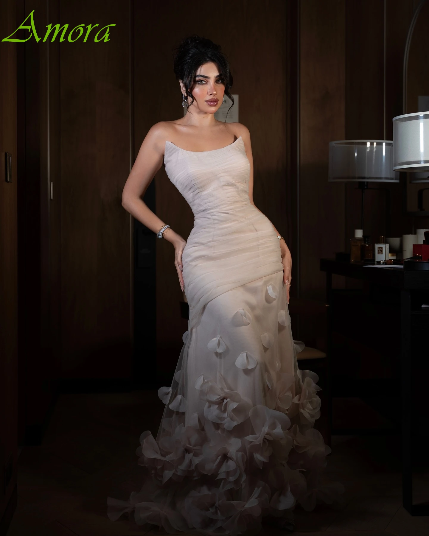 

Customized A-Line Strapless Sleeveless Elegant Formal Evening Dress Delicate Bespoke Occasion Gowns Fashion Modern Party Dress