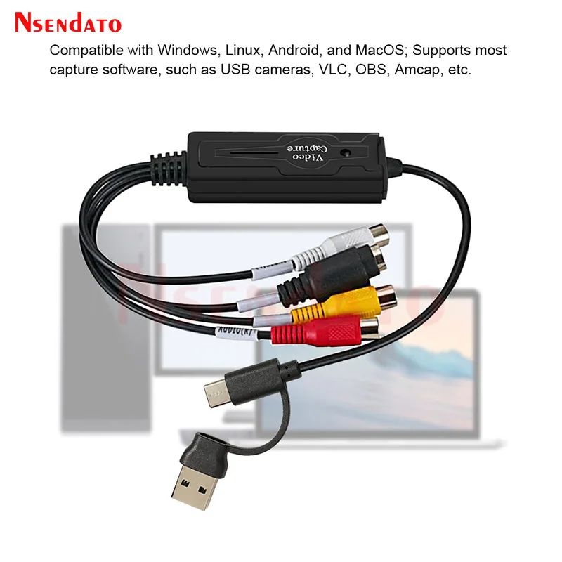 USB Type C Video Capture Card 2 in 1 Type C USB 2.0 AV Video Grabber…