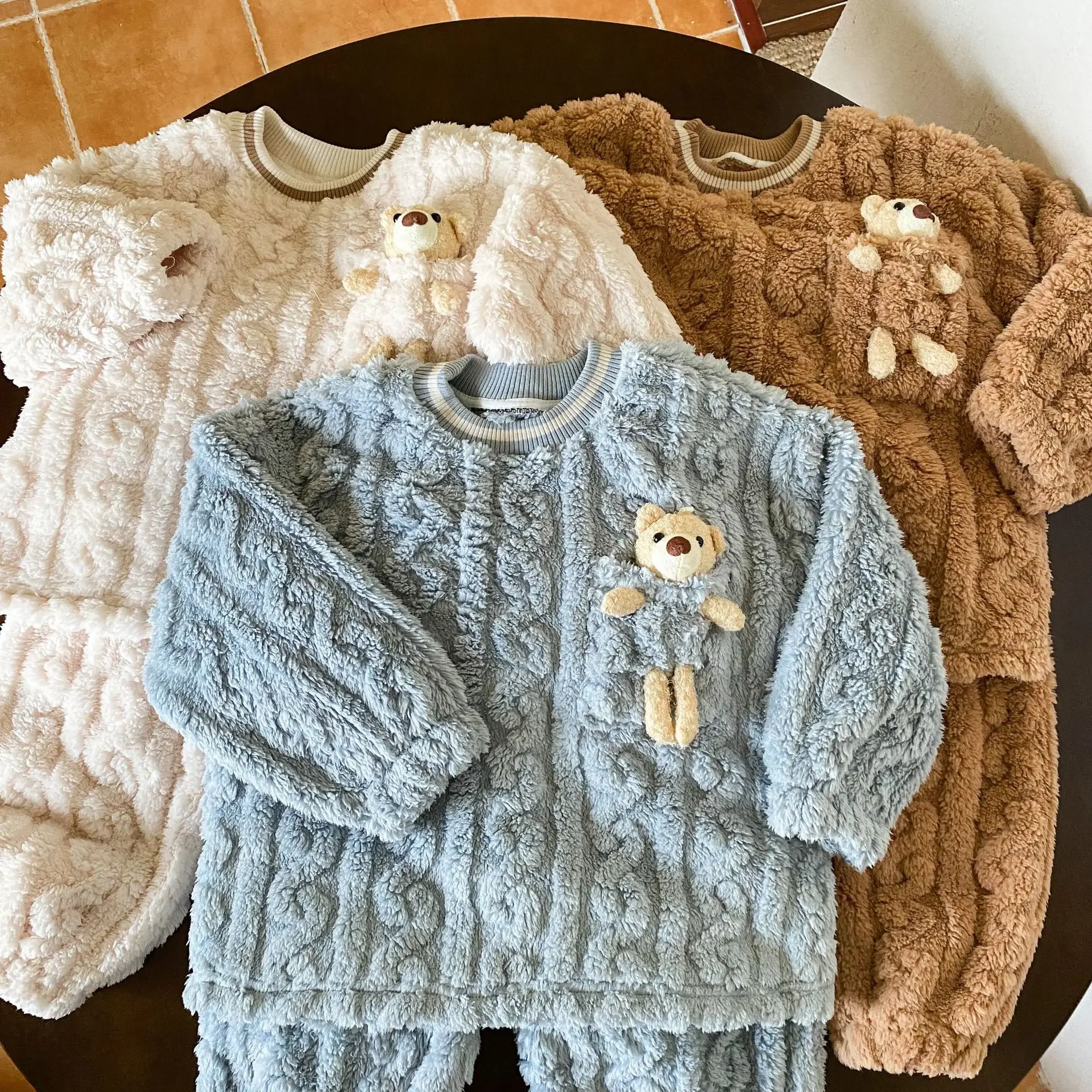 Children Clothing Cartoon Pajamas Two Piece Set 2024 Autumn Winter New Boys Girls Thickening Home Wear Soft and Comfortable Set