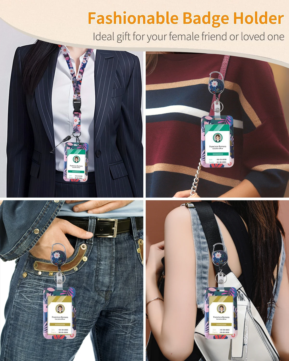 1 ชิ้นผู้ถือป้าย ID พร้อมเชือกเส้นเล็กสีชมพู Lanyard แนวตั้งกันน้ํา ID ผู้ถือป้ายสําหรับสํานักงาน, โรงเรียน, ท่องเที่ยว