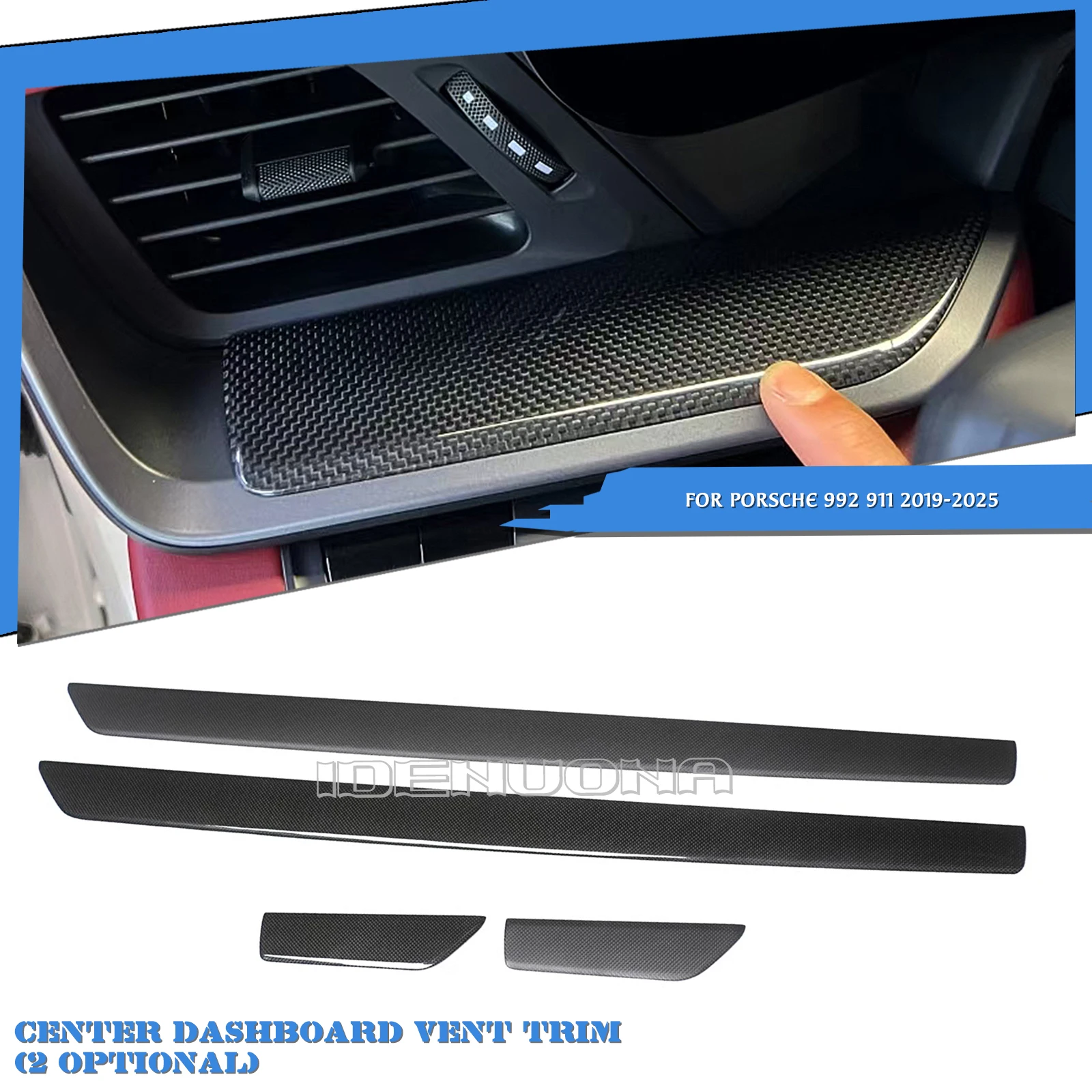 

2 шт., внутренняя центральная панель приборной панели, накладка, наклейка для Porsche 992 911 2019 2020 2021 2022 2023 2024 2025