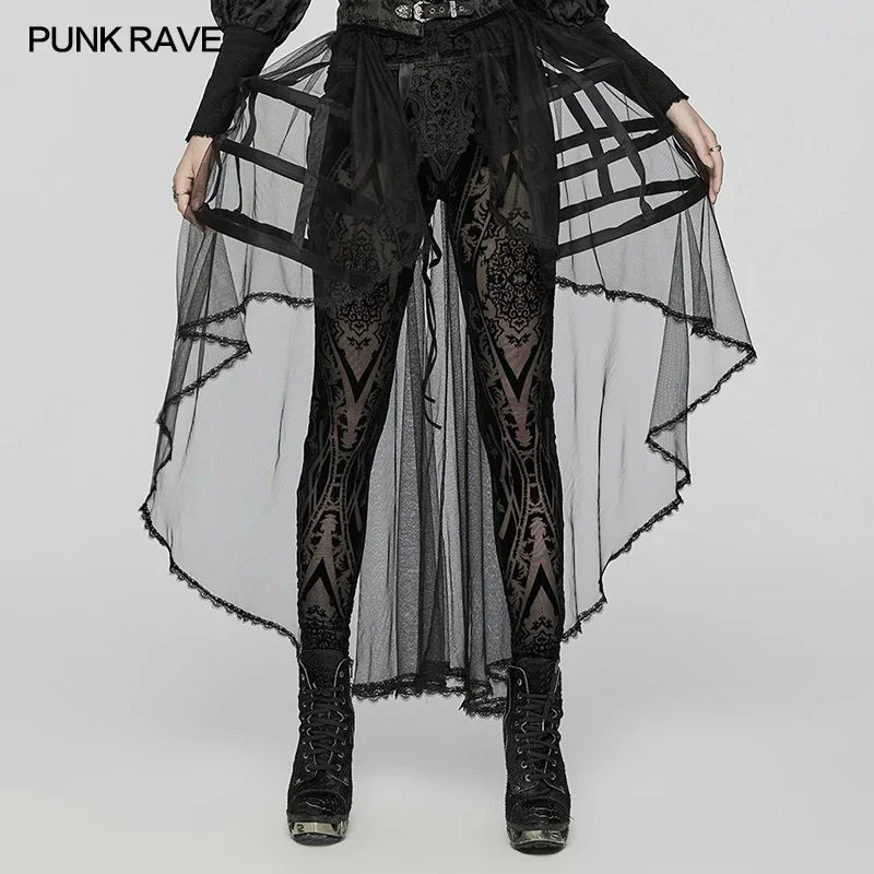 PUNK RAVE Women's Lolita Baroque Bird Cage Bustle Triple Layers and Double-sided Hollow Out Design Club Skirt Pskeleton