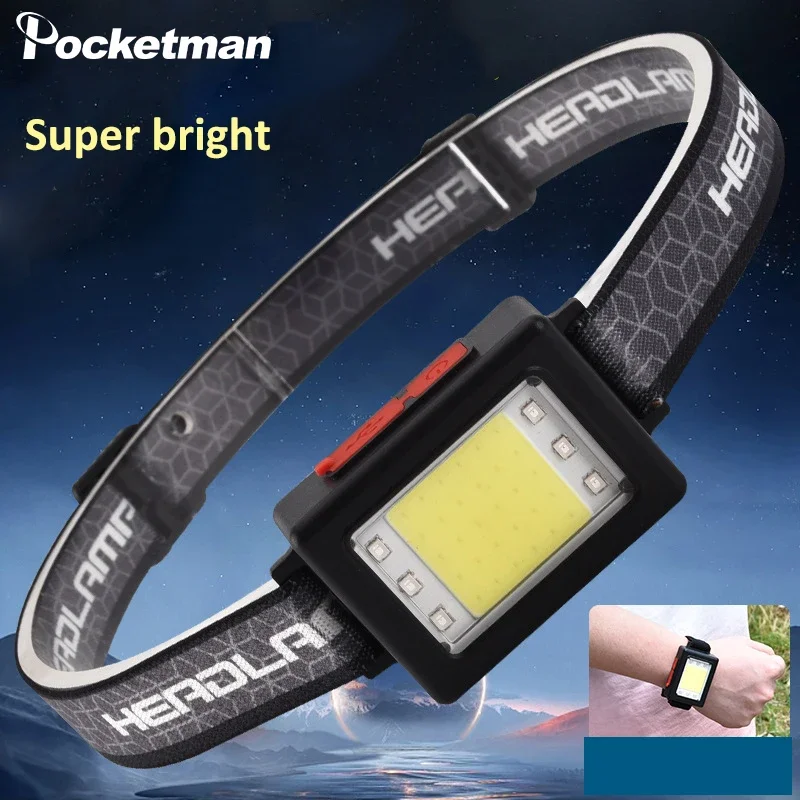 Powerful XPG*5 LED Headlamp 5 Modes Type-C USB Rechargeable Headlight with Bule/Red Warning Lights Lightweight Head Lamp