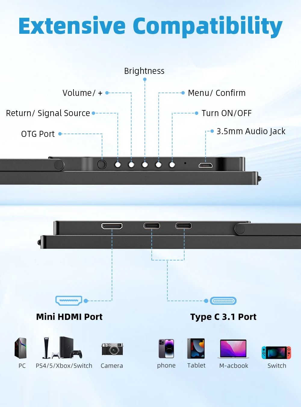 شاشة ألعاب محمولة UPERFECT مقاس 18.4 بوصة بدقة 4K QLED UHD 3840 * 2160 QHD فائقة النحافة مع FreeSync HDR وشاشة سفر مع حامل لجهاز Steam Deck PC MacBook والهواتف والأجهزة اللوحية PS5/4 Xbox Switch