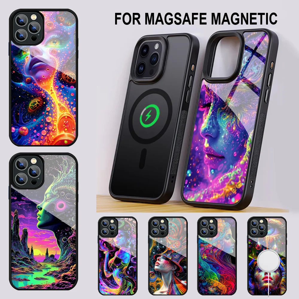 MaiYaCa Colourful Psychedelic Trippy Phone Case IPhone 16 15 14 13 Pro Max 11 12 Alex Mirror For Magsafe Wireless Charging Cover